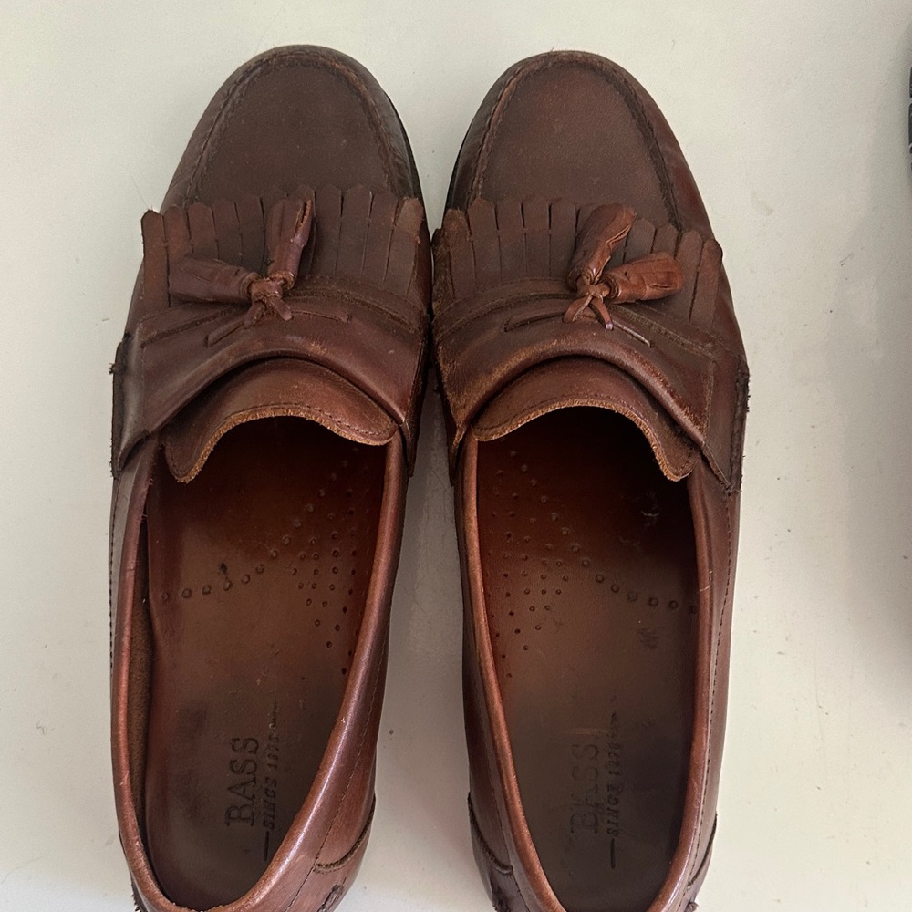 Bass Men's Tassel Brown Leather Slip-Ons